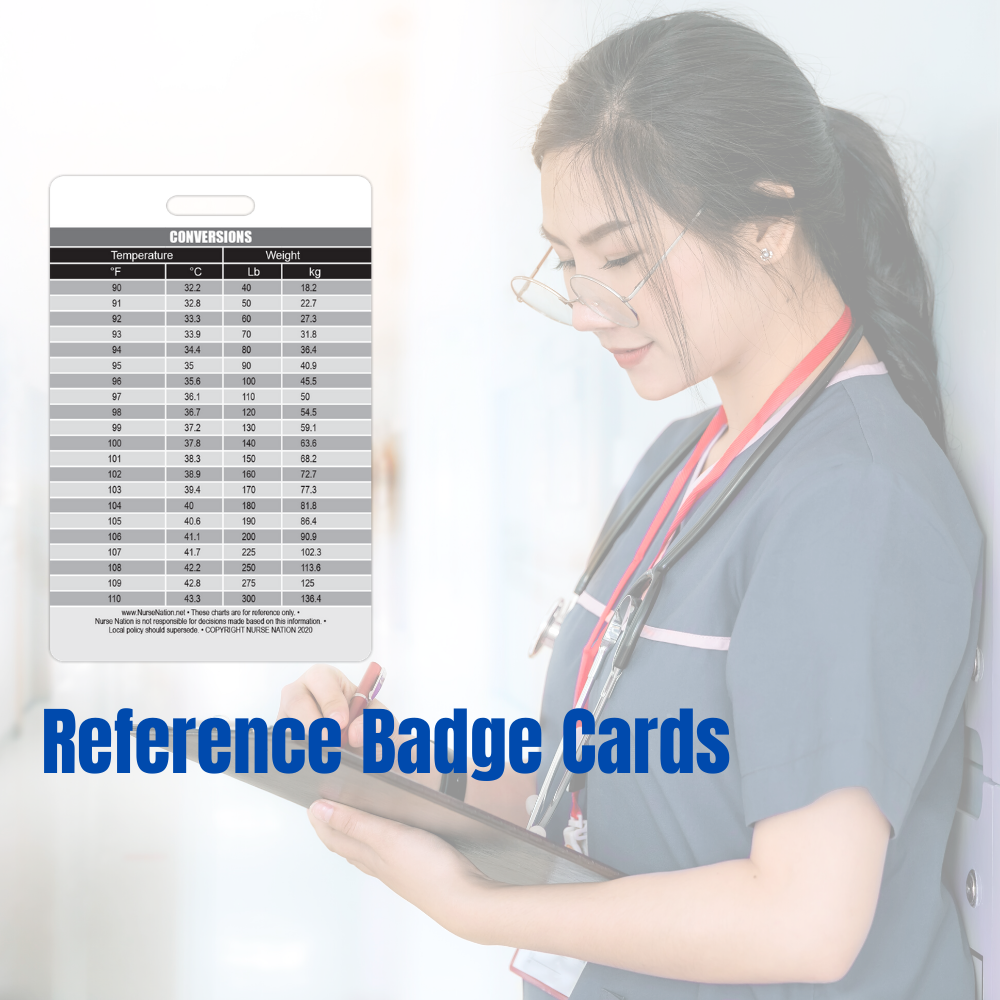 Nurse Badge Card - Medical Conversions & Dosage Calculations Reference For NCLEX & Clinicals