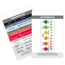 Load image into Gallery viewer, Pain Assessment Tool Reference and Common Hospital Code Meanings Vertical Badge Card