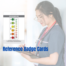 Load image into Gallery viewer, Pain Assessment Tool Reference and Common Hospital Code Meanings Vertical Badge Card