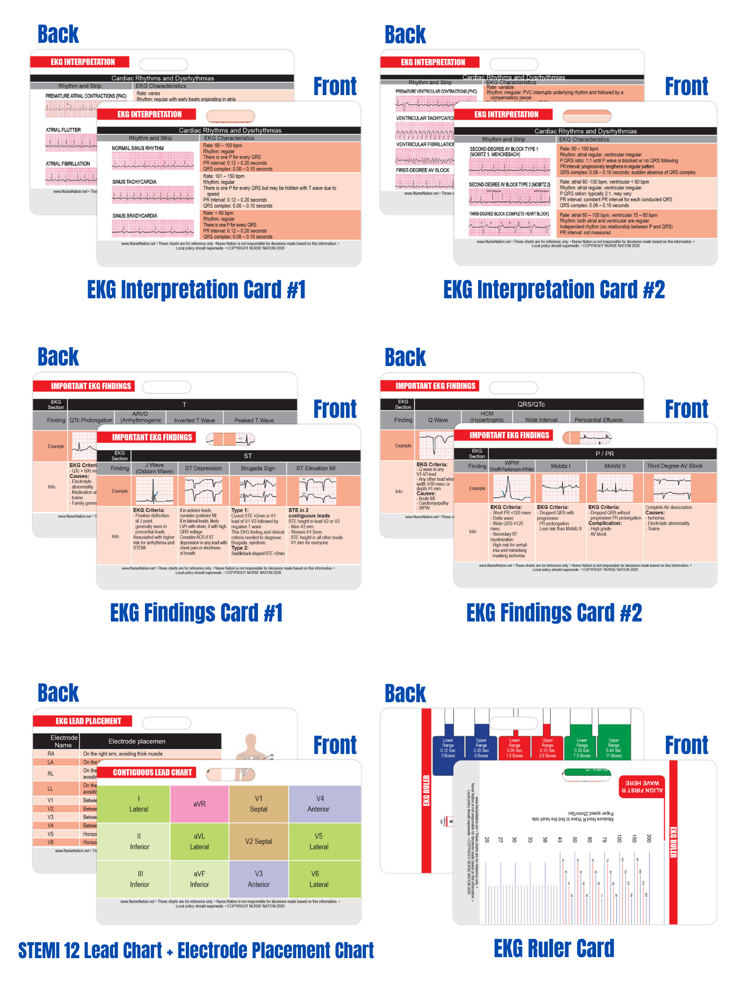 ekg-horizontal-badge-6-card-set-w-bonus-cheat-sheets-nurse-nation for Free Printable Ekg Cheat Sheet EKG Horizontal Badge 6 Card Set w/ Bonus Cheat Sheets! – Nurse Nation for Free Printable Ekg Cheat Sheet