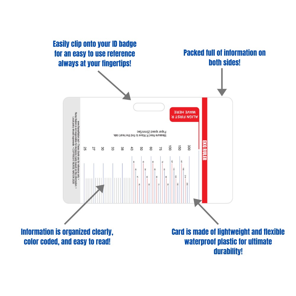Ruler Reference Card EKG Ruler Horizontal Badge Card Tool - ECG and Electrocardiogram Ruler ...