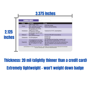 Cardiac Drips Reference Horizontal Badge Card